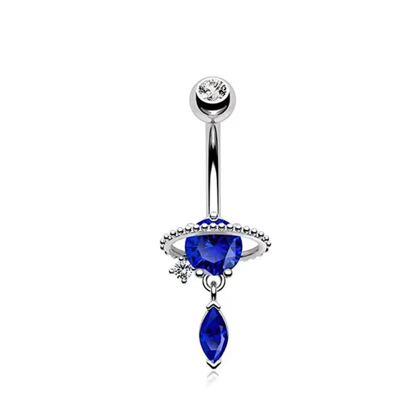 Saphire Dangle Belly Ring Stainless Steel