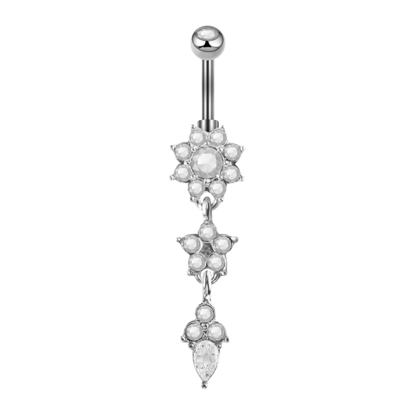 Sunflower Dangly Belly Ring Stainless Steel