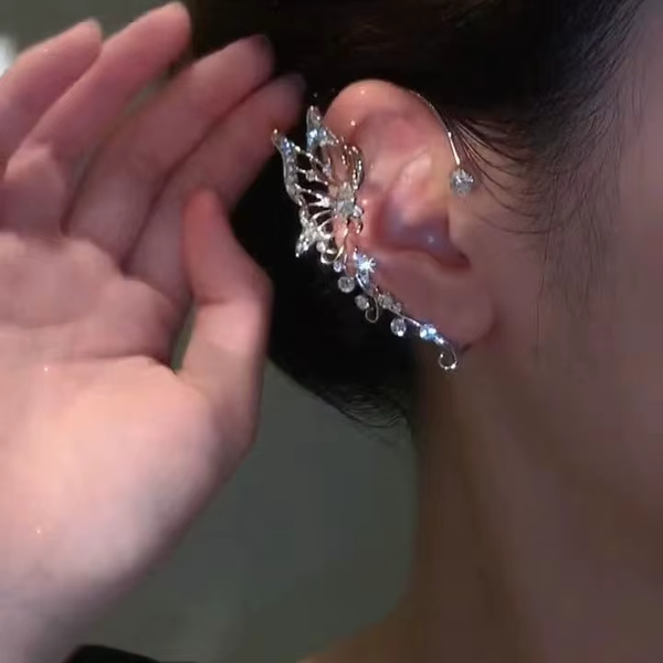 Sparkling Crystal Butterfly Ear Cuff