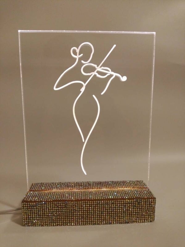 Dekoratives Leuchtschild 15*22 cm /Violinist/