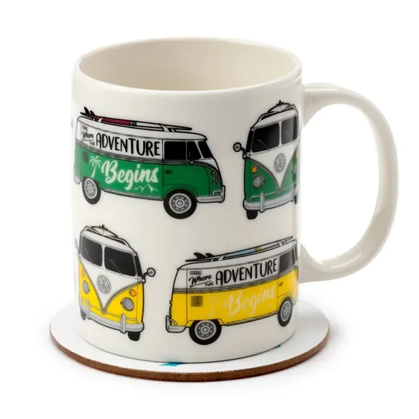 VW Volkswagen T1 set porseleinen mok en onderzetter voor campers