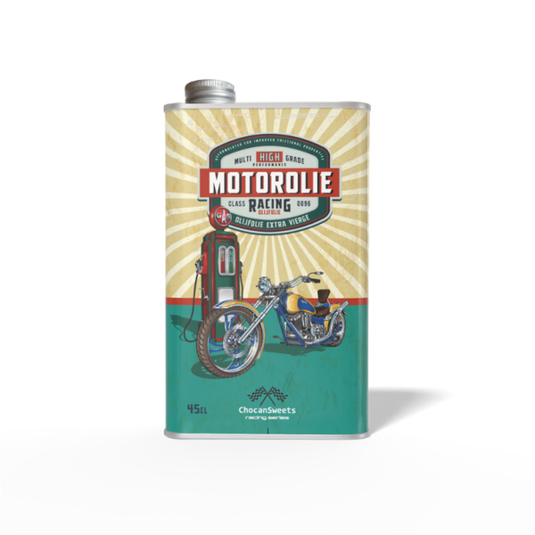 Motorolie – blauwe chopper bike