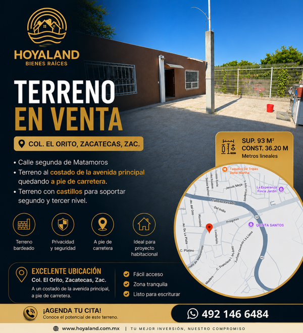 Se vende terreno en comunidad el Orito, Zacatecas, Zac.