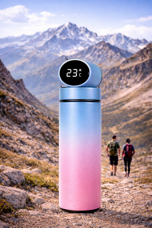 Soft Touch RVS Thermos Drinkfles Pink/ Blue