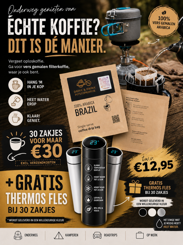 Aanbieding geldig t/m 30 juni 30 zakjes incl. gratis thermosfles