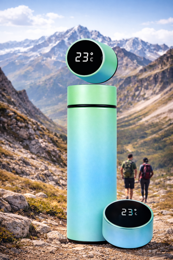 Soft Touch RVS Thermos Drinkfles Blue/ Green