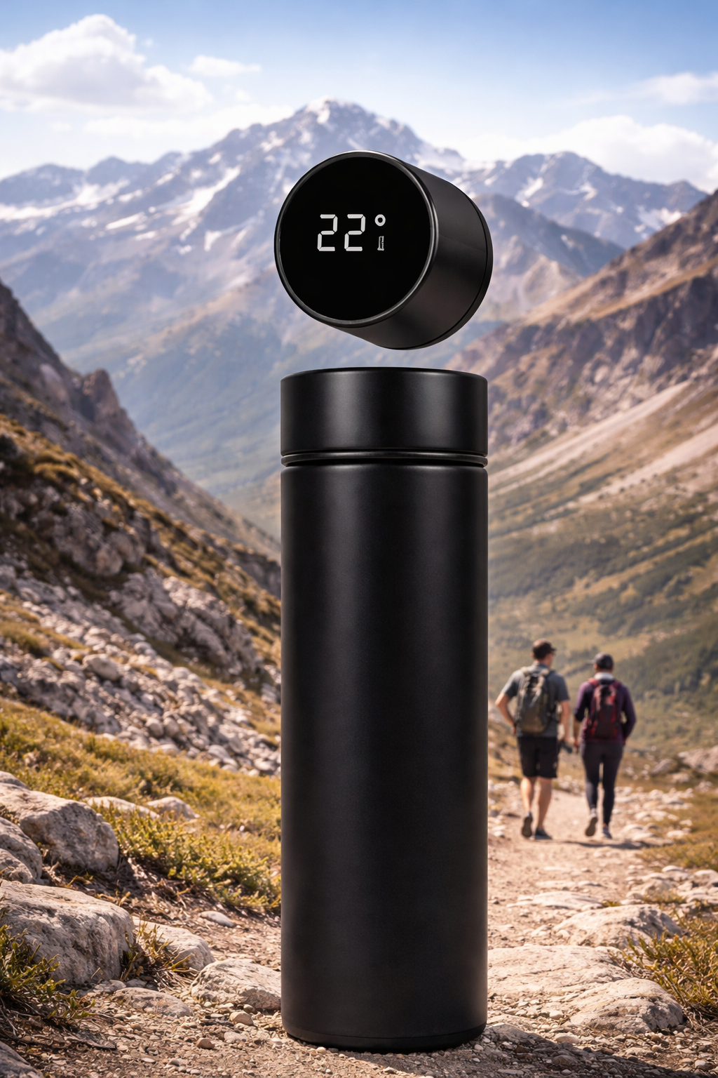 Soft Touch RVS Thermos Drinkfles Black