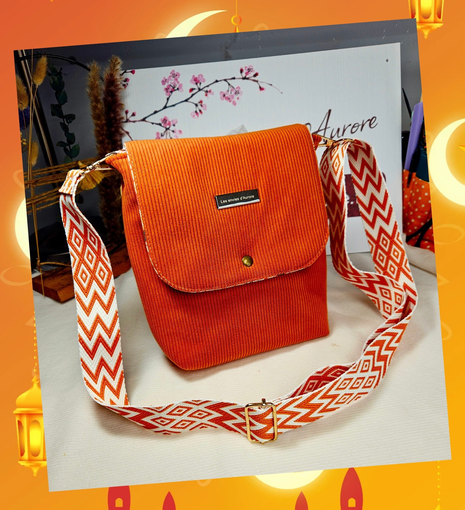 👜 Sac bandoulière velours Orange & élégant 🌿