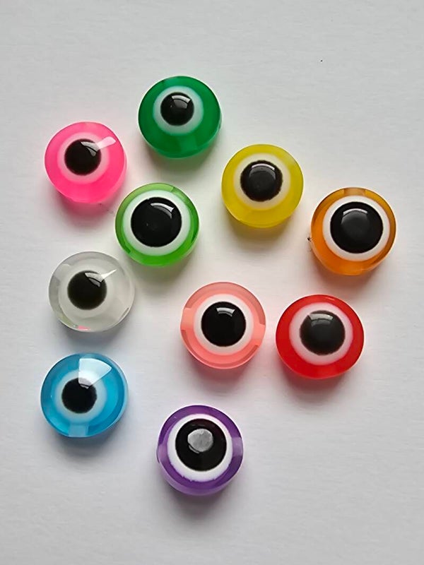 Multicolor kralen 8x5mm - met zwart oog