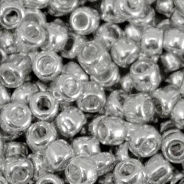 Rocailles metallic shine warm zilver 4mm