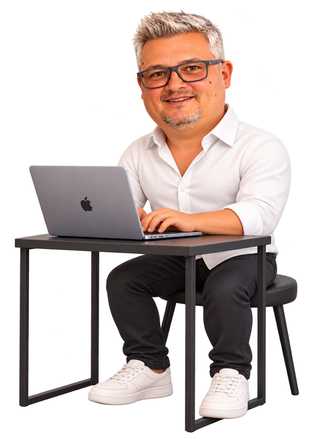 Rik achter zijn MacBook