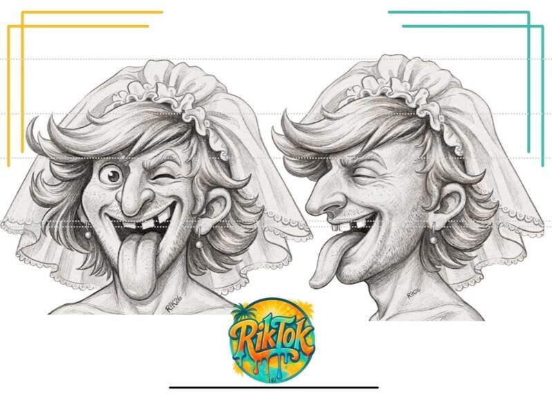 Concept van de carnavalsbruid — voor- en zijaanzicht