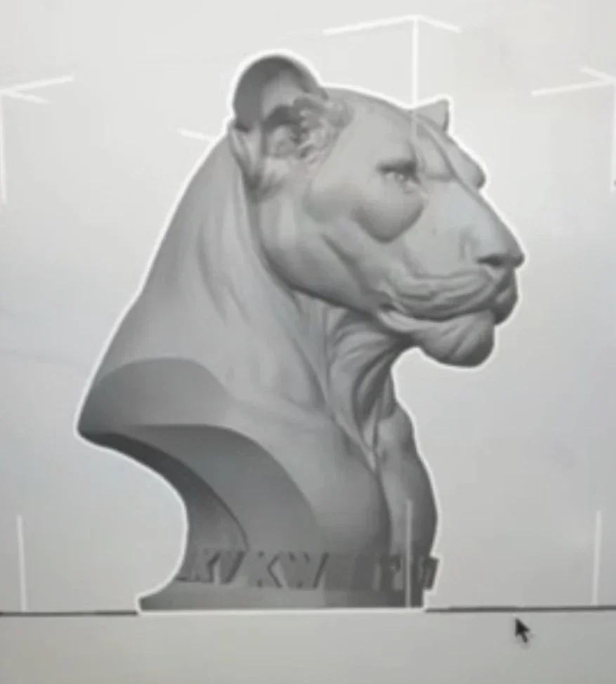 Digitaal 3D-ontwerp van een leeuwenkop