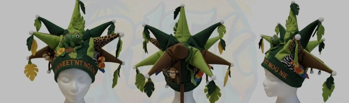 Ontwerp van de carnavalsmuts vanuit verschillende hoeken