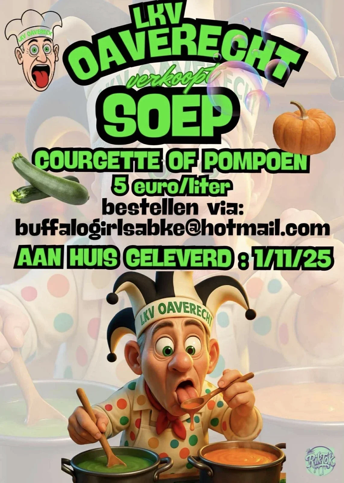 Affiche voor de soepverkoop