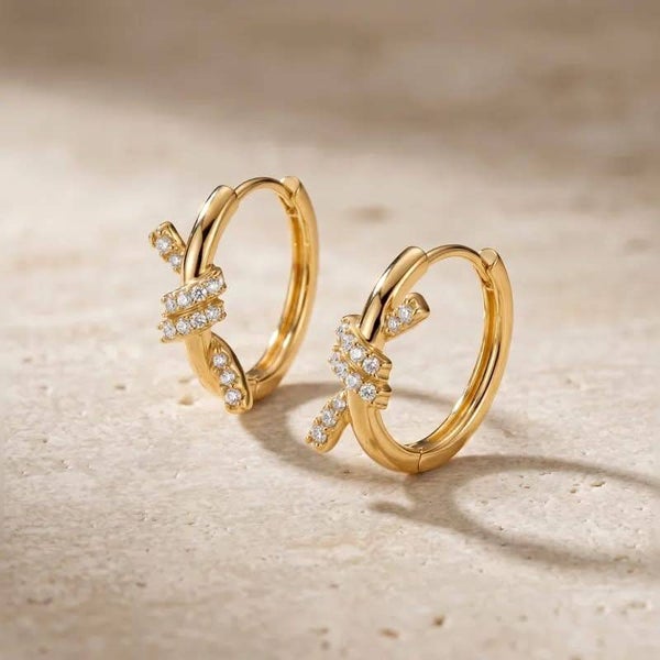 Crystal Ribbon Hoop Earrings