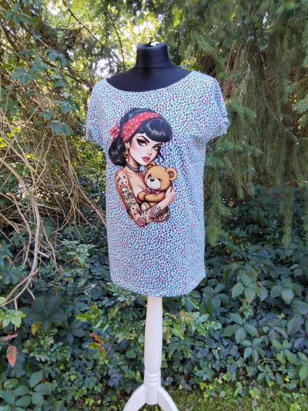 Damenshirt gr. 40 *Bügelbild *Frau mit Teddybär*
