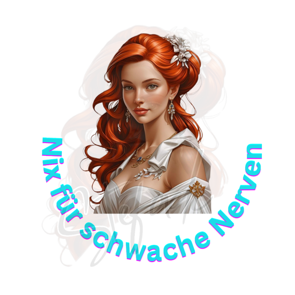 Bügelbilder verschiedene Größen * Frau mit Spruch -Nix für schwache Nerven*