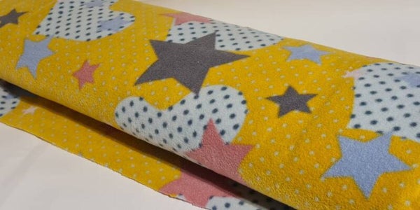 Polarfleece Gelb Motiv Sterne & Herzen