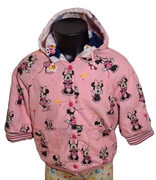 Upcycling Wende Jacke Mini Maus - Weiß bunte Sterne 68 - 74
