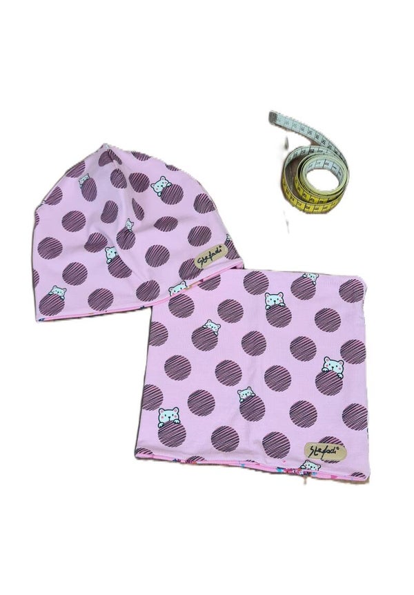 Set Wende - Beanie und Loop für Mädchen KU 47 - 49cm ab ca. 9 Monate