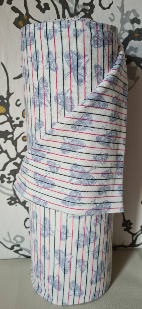 Bündchen Schlauchware 35cm in Pink Motiv Schmetterling