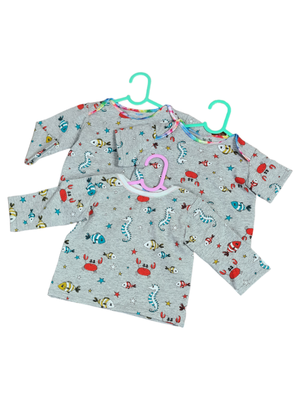 Pullover & T-Shirt Grau Meliert Meerestiere 50 - 56