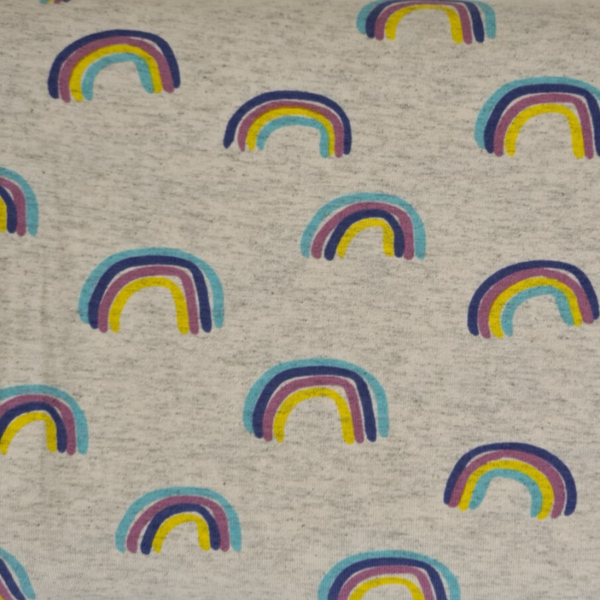 Baumwolljersey Hellgrau Regenbogen