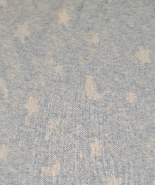 Jaquard Jersey Mond und Sterne Babyblau Meliert