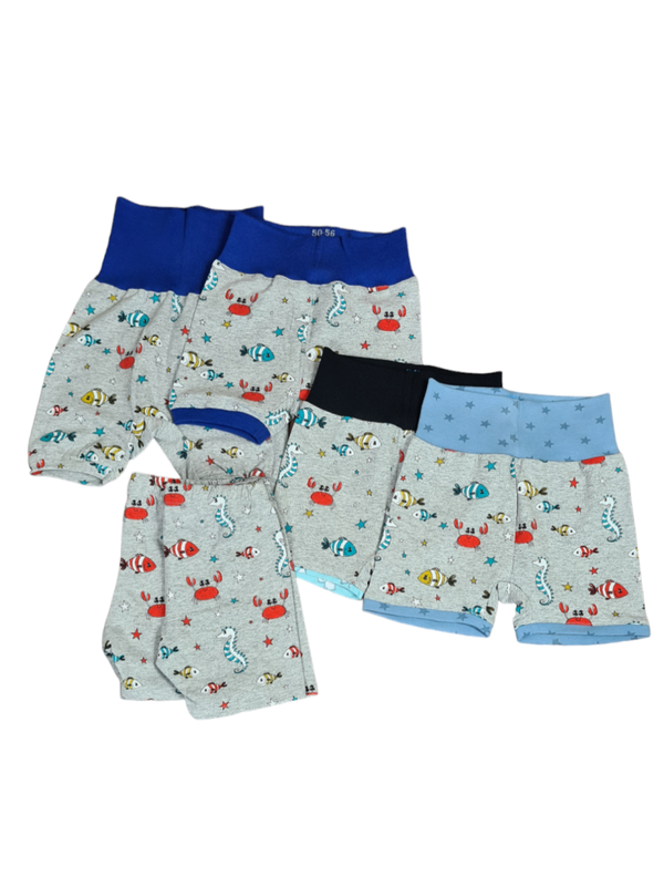 Pants in Grau Meliert mit Meerestiere 50-56