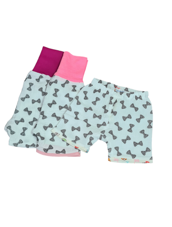 Musselin Pants in Weiß mit Schleifen 50-56