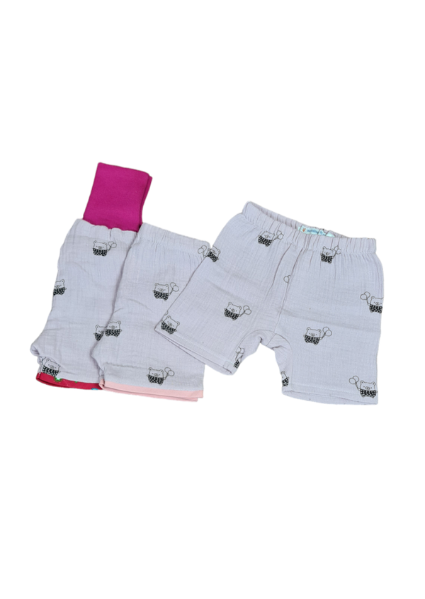 Musselin Pants in Rosa mit Teddybär 50-56