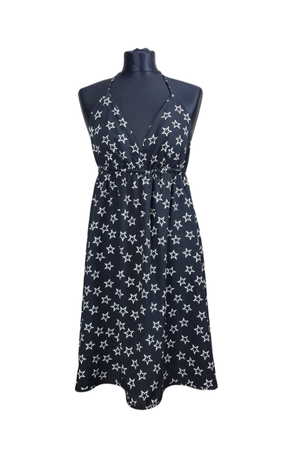 Sommerkleid Schwarz Weiße Sterne 38