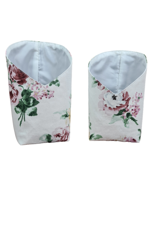 Utensilien aus Canvas Weiß Blumen