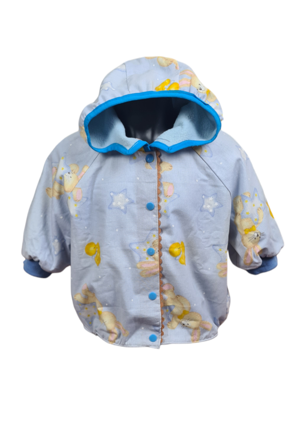 Wende Jacke Babyblau Hasen & Enten 68 - 74