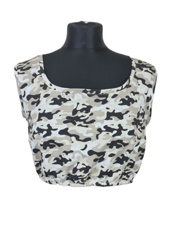 Damen Top Glitzer Camouflage Muster 38