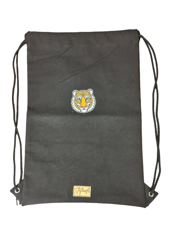 Kita Rucksack -/ Turnbeutel schwarz + Tiger Gesicht