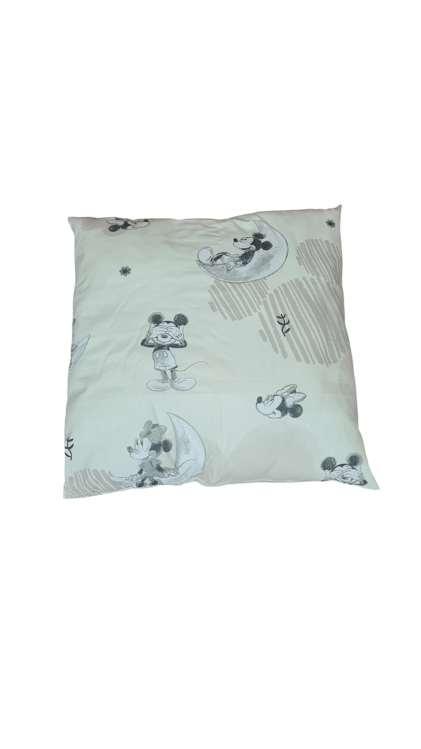 Upcycling Kissen 40x40 cm in Beige mit Maus Motiv