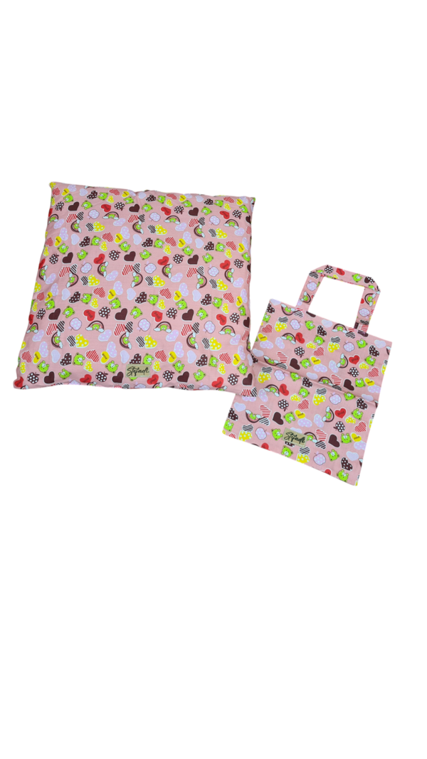 Kinder Set 5 in Rosa Motiv Sweet , -Kissen, - Kitabeutel