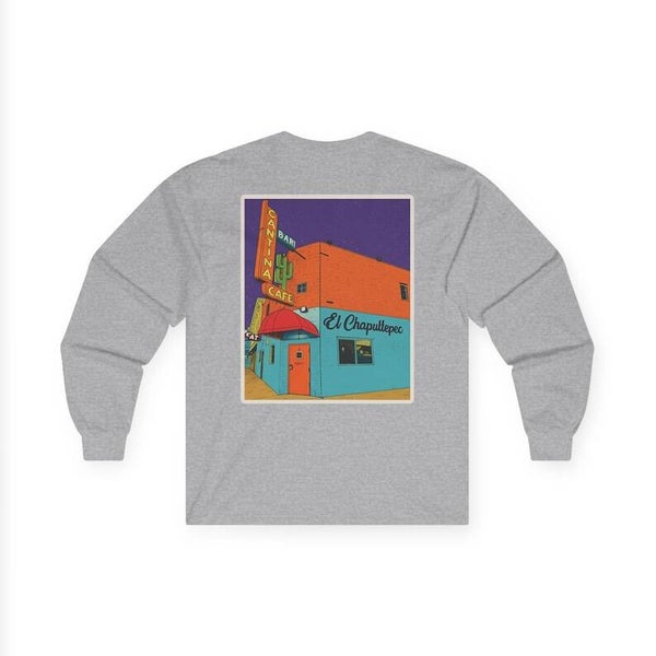 Native303 Long Sleeve Tee | el Chapultepec pop art Nightscape Back Print - vintage Denver gear