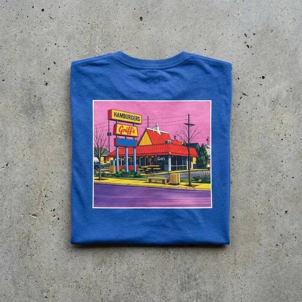Native303 Tee | Griff's Hamburgers South Broadway pop art back design - vintage Denver gear