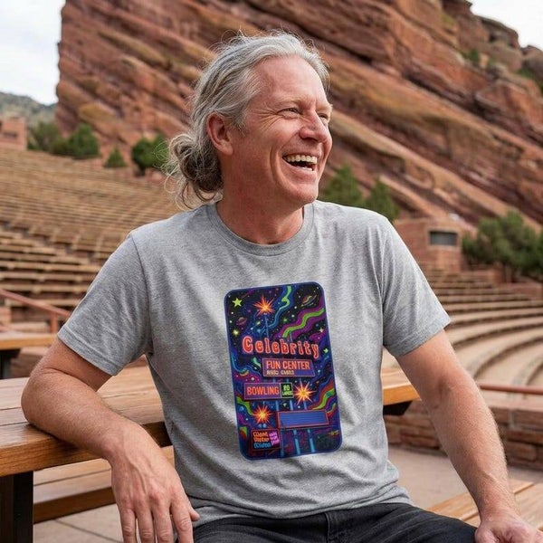 Native303 Celebrity Fun Center sign - Black Light Poster T-Shirt - vintage Denver gear