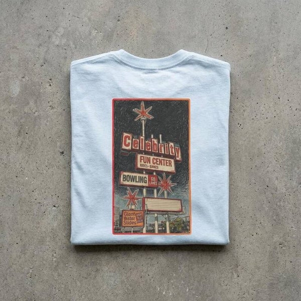 Native 303 Tee | Celebrity Fun Center pencil sketch back design - vintage Denver gear