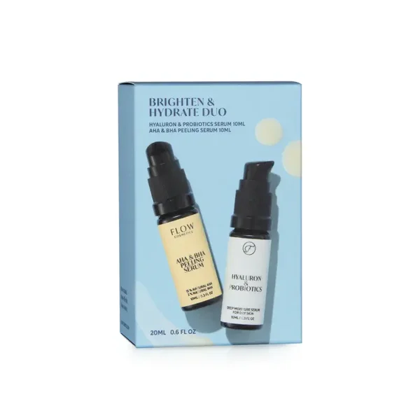 Brighten & Hydrate Duo (Hyaluron Probiotics 10 ml + AHA & BHA Peeling Serum 10 ml) - hyaluronihapposeerumi + kuoriva seerumi