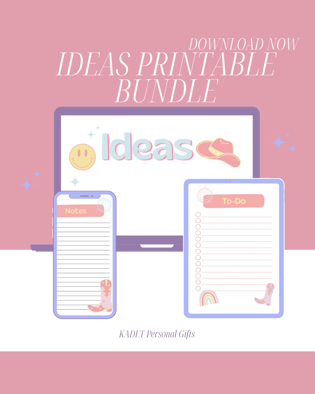 Ideas Printable Bundle – 3-in-1 Notitie PDF (To-Do, Notes & Creative Ideas Page)