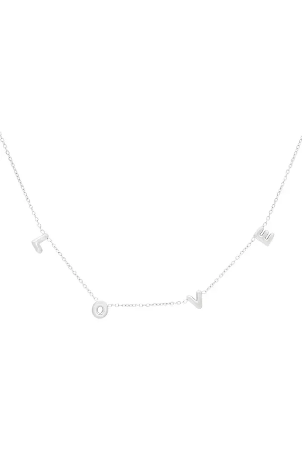 ✨ LOVE Bubble Letter Necklace – Silver ✨