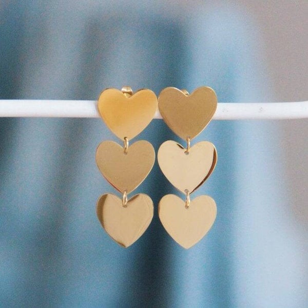 Triple Heart Oorbellen – Edelstaal