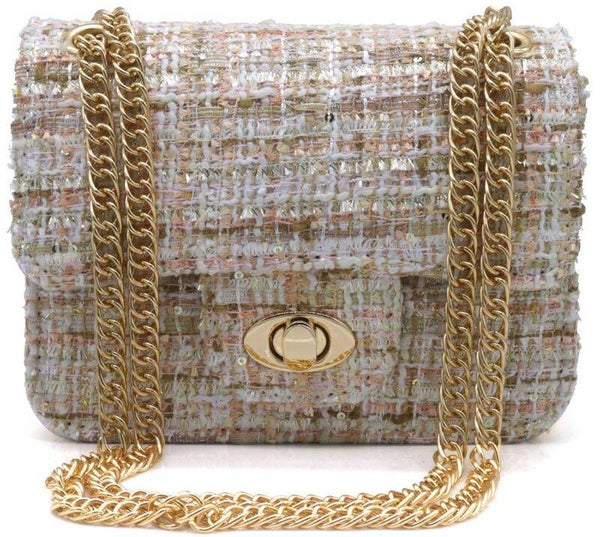 ✨ Tweed Party Crossbody – Gold Chain Edition ✨