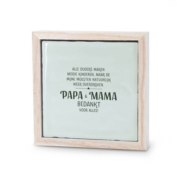 ✨ Keramieken Decoratietegel – “Papa & Mama, bedankt voor alles!” ✨