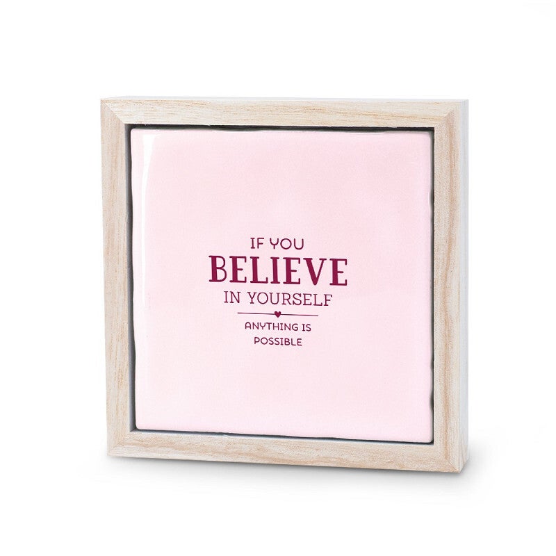✨ Keramieken Decoratietegel – “If you believe in yourself, anything is possible” ✨